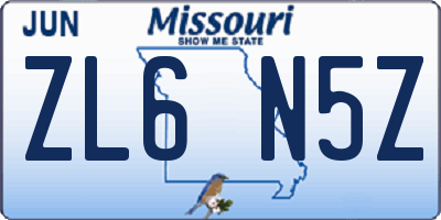 MO license plate ZL6N5Z