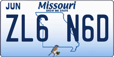 MO license plate ZL6N6D