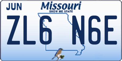 MO license plate ZL6N6E