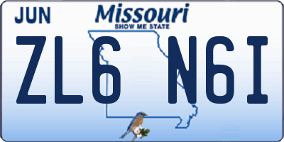 MO license plate ZL6N6I
