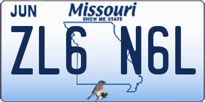 MO license plate ZL6N6L
