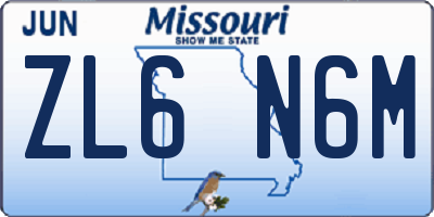 MO license plate ZL6N6M