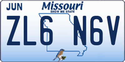 MO license plate ZL6N6V
