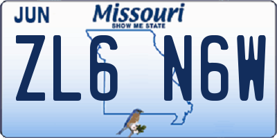 MO license plate ZL6N6W