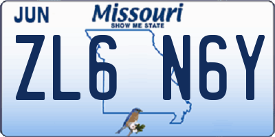 MO license plate ZL6N6Y