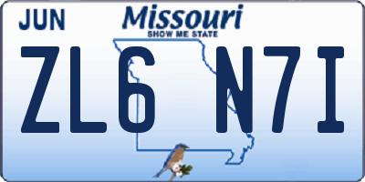 MO license plate ZL6N7I