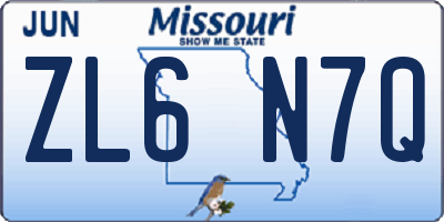 MO license plate ZL6N7Q
