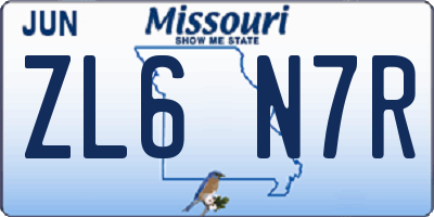 MO license plate ZL6N7R