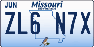 MO license plate ZL6N7X