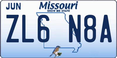 MO license plate ZL6N8A