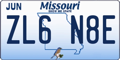 MO license plate ZL6N8E