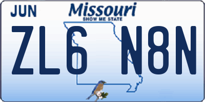 MO license plate ZL6N8N