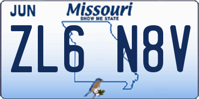 MO license plate ZL6N8V