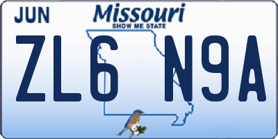 MO license plate ZL6N9A