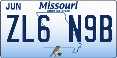 MO license plate ZL6N9B