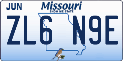 MO license plate ZL6N9E