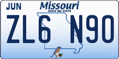 MO license plate ZL6N9O