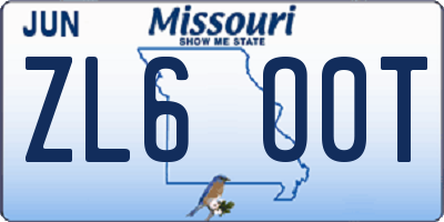 MO license plate ZL6O0T