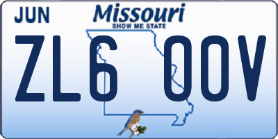 MO license plate ZL6O0V