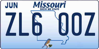 MO license plate ZL6O0Z