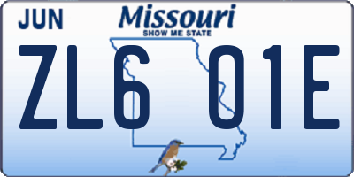 MO license plate ZL6O1E