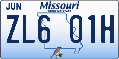 MO license plate ZL6O1H