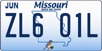 MO license plate ZL6O1L