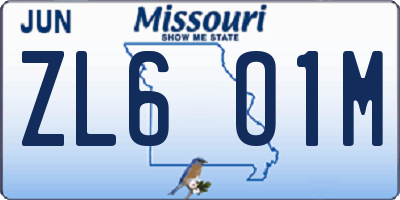 MO license plate ZL6O1M