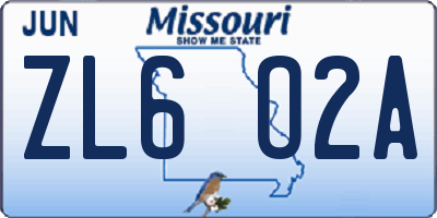MO license plate ZL6O2A