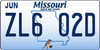 MO license plate ZL6O2D