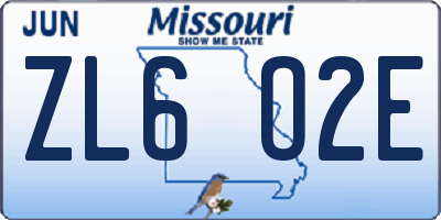 MO license plate ZL6O2E