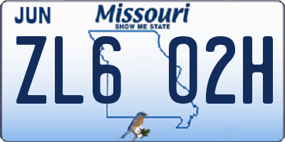 MO license plate ZL6O2H