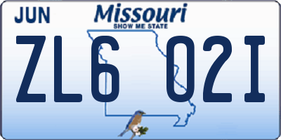 MO license plate ZL6O2I