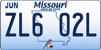 MO license plate ZL6O2L