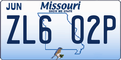 MO license plate ZL6O2P