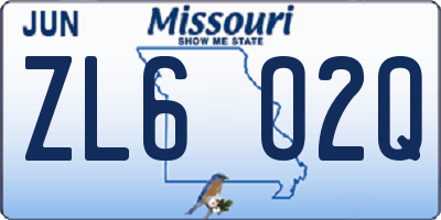 MO license plate ZL6O2Q