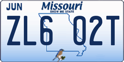 MO license plate ZL6O2T