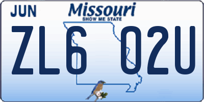 MO license plate ZL6O2U