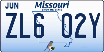 MO license plate ZL6O2Y