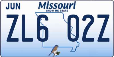 MO license plate ZL6O2Z