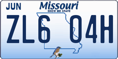 MO license plate ZL6O4H