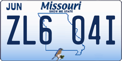 MO license plate ZL6O4I