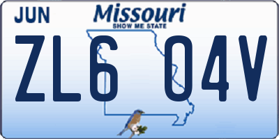 MO license plate ZL6O4V