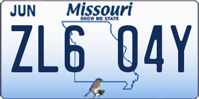 MO license plate ZL6O4Y