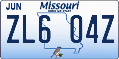 MO license plate ZL6O4Z