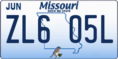 MO license plate ZL6O5L