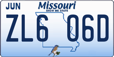 MO license plate ZL6O6D