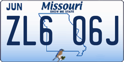 MO license plate ZL6O6J