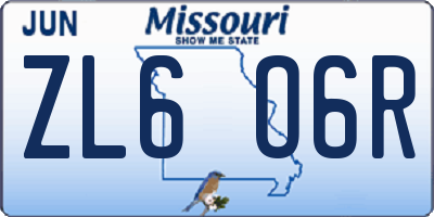 MO license plate ZL6O6R