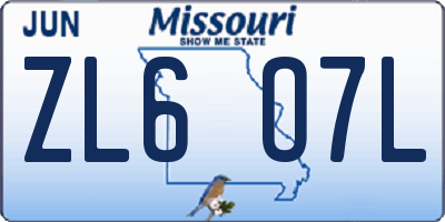 MO license plate ZL6O7L